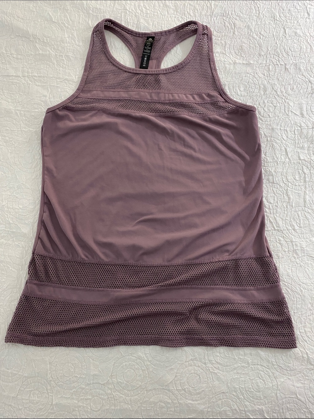 90 Degree By Reflex Dusty Mauve Racerback Mesh-Trim Tank